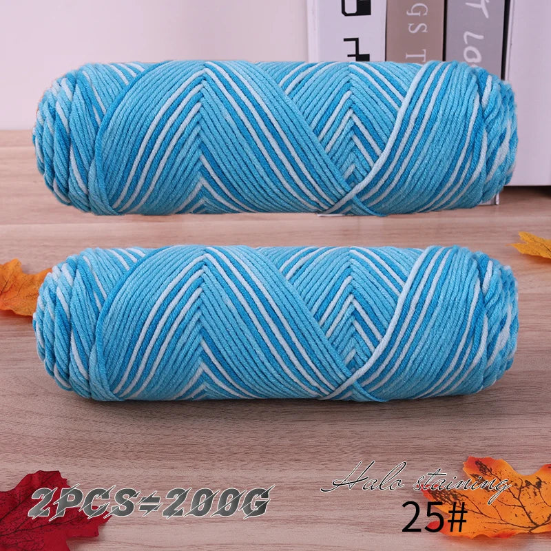 Colorful 5 Strand Dyed Milk Cotton Baby Sweater Yarn for Handmade DIY Woven Scarves and Crochet Projects