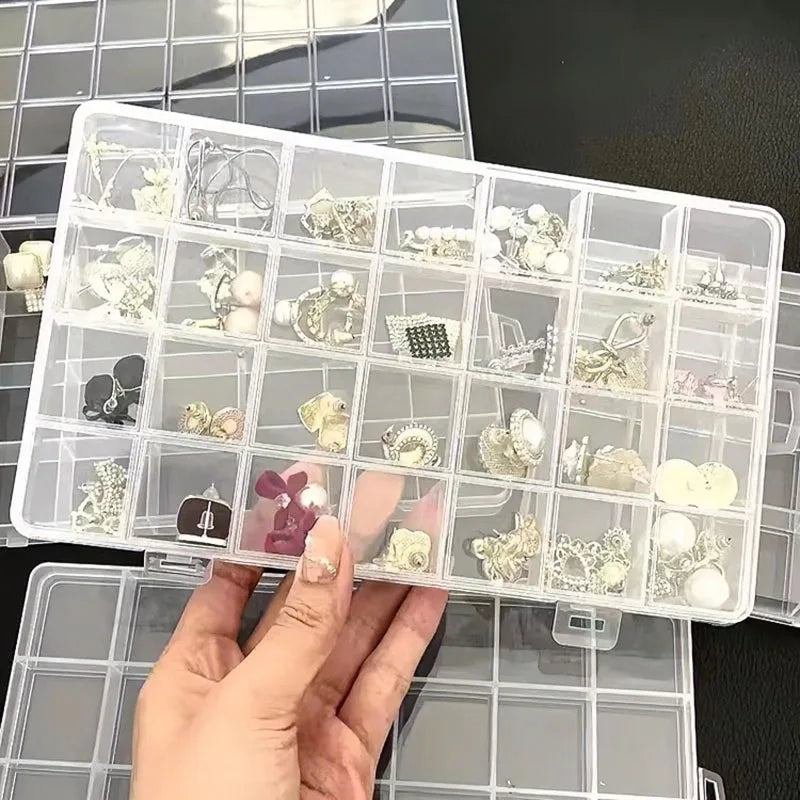 Fixed 24 Compartments Multi-Compartment Storage Box Hardware Parts Compartment Box With Lid Plastic Storage Box Jewelry Compartm