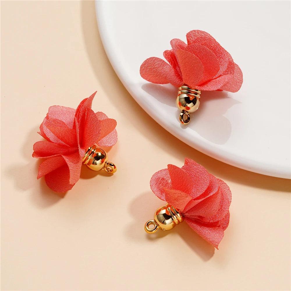 10Pcs/Lot Fabric Flower Tassel Pendants for Jewelry Making DIY Bracelet Earring Tassel Keychain Earring Making Accessories