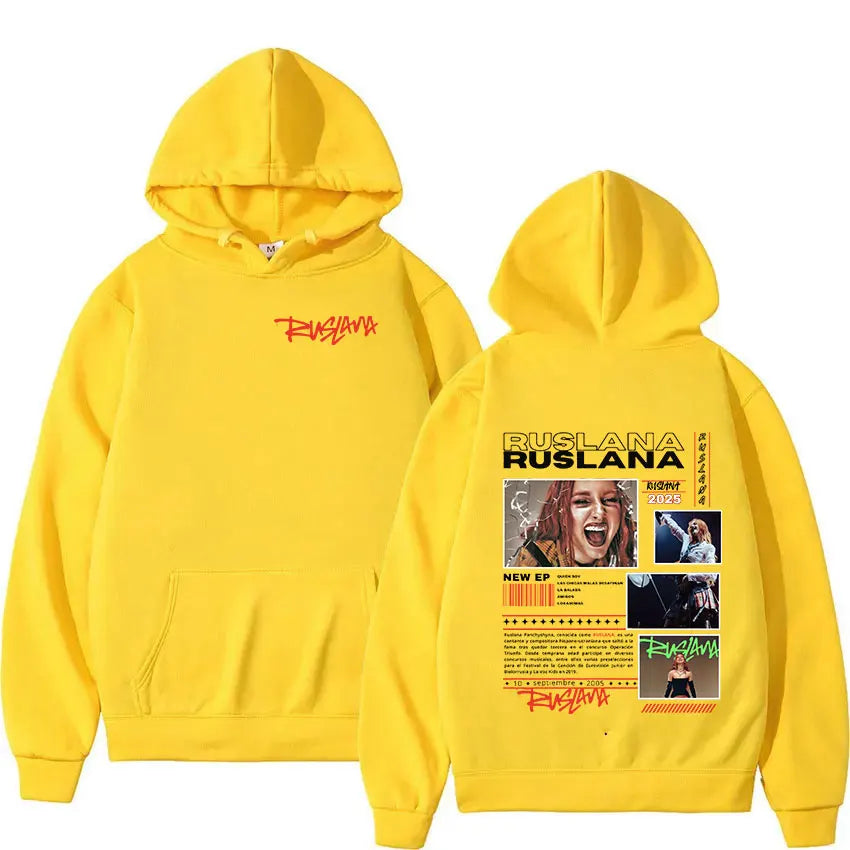 RUSLANA Tour 2025 Album Print Hoodie Men Women Vintage Long Sleeve Fashion Sweatshirt Hip Hop Loose Pullover Hoodies Streetwear