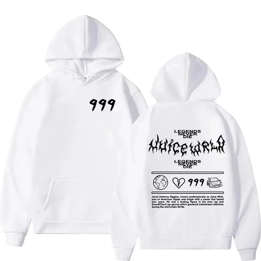 Rapper Juice Wrld 999 Letter Printed Hoodie Y2k Women's Men's Casual Fashion Sportswear Autumn/Winter Hoodie Juicewrld Clothing