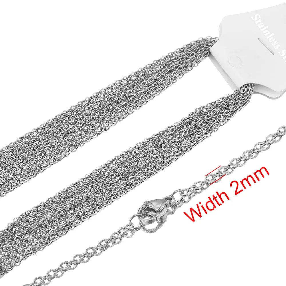 10pcs Stainless Steel Necklace Cuban Chains Hypoallergenic Rolo Link for DIY Jewelry Making