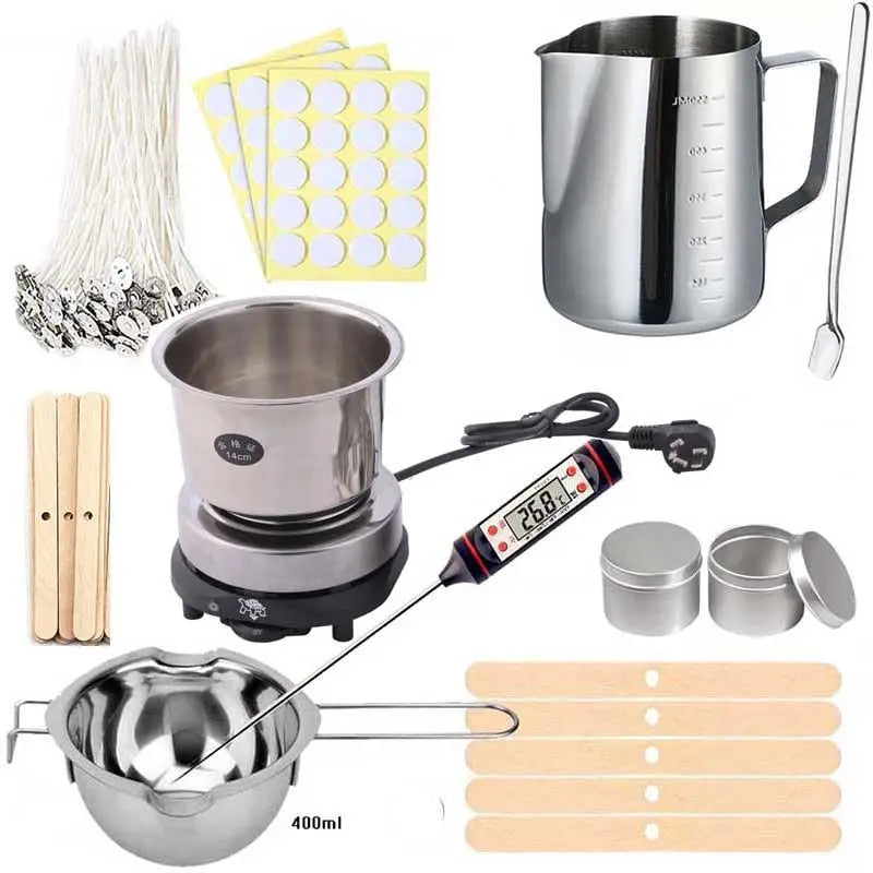 Candle Making Supplies Kit DIY Candle Wax Melting Tools Handmade Aromatherapy Jars Mould Wicks Sticker DIY Candle Making Tool