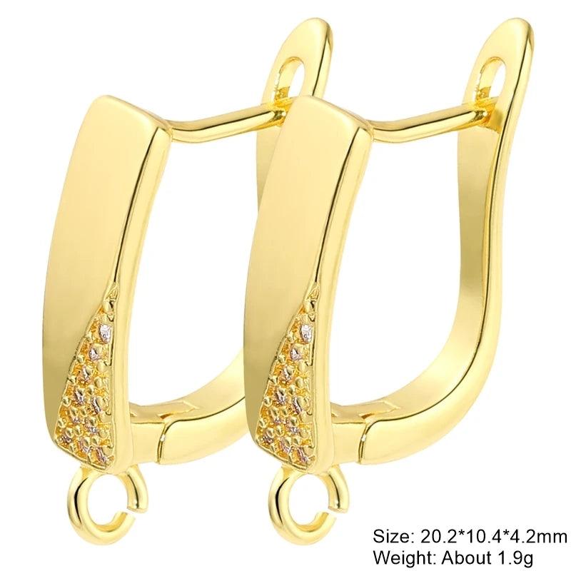 Juya 18K Gold Plated Copper Material Anti-Allergy Earwire Fixture Earring Hook Clasps For DIY Women's Earring Making Accessories