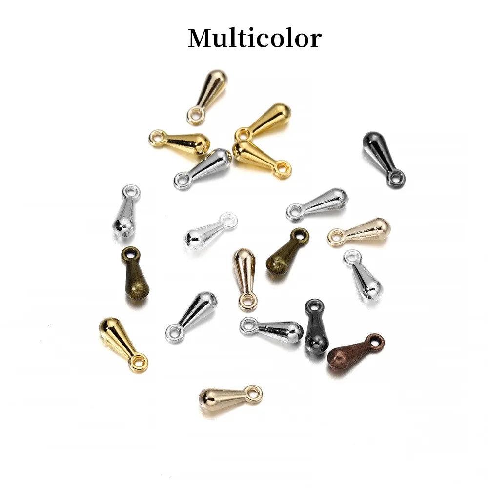 200pcs/ lot 2*7 3*9mm Gold Copper Water Drop End Beads For DIY Extender Chain Pendant Jewelry Making Findings Accessories