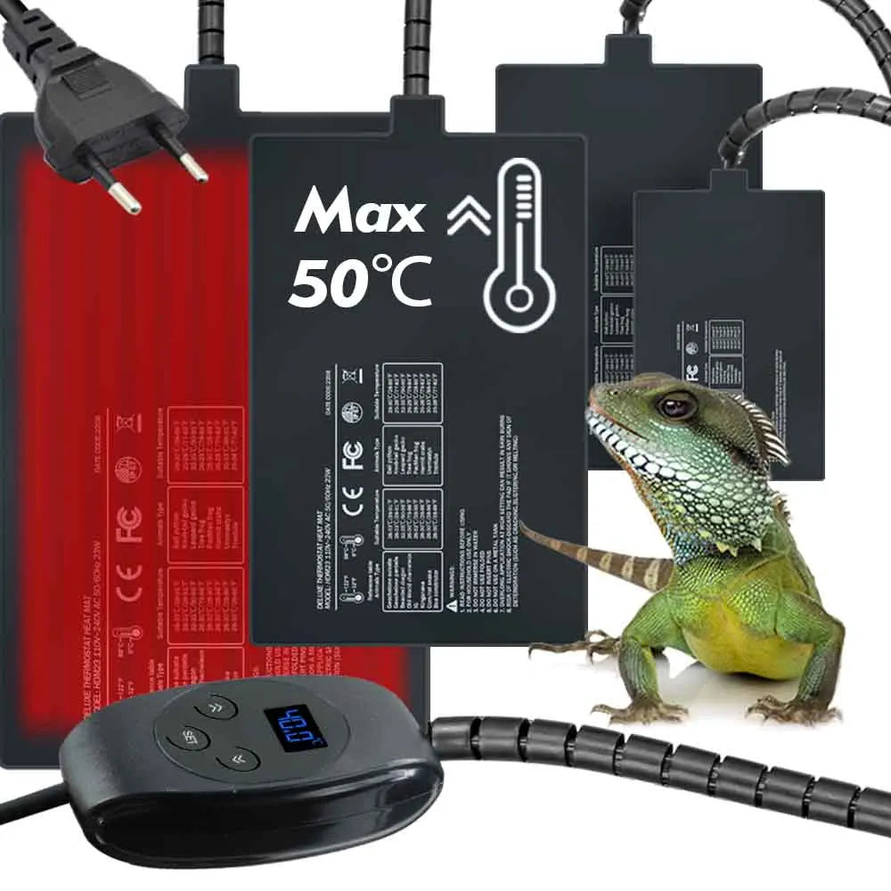 6-36W PVC Reptile Heating Pad Warmer Heat Mat Adujustable Thermostat Indoor Garden Greenhouse Plants Seedling Aquarium Terrarium