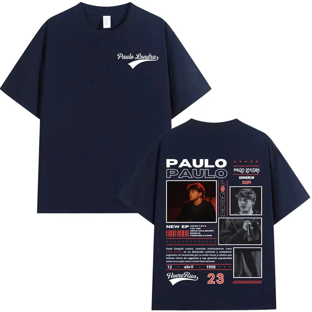 Trend Rapper Paulo Londra Homerun Album T-shirts Mens Women Fashion Hip Hop Oversized T Shirt Casual Cotton Short Sleeve T-shirt