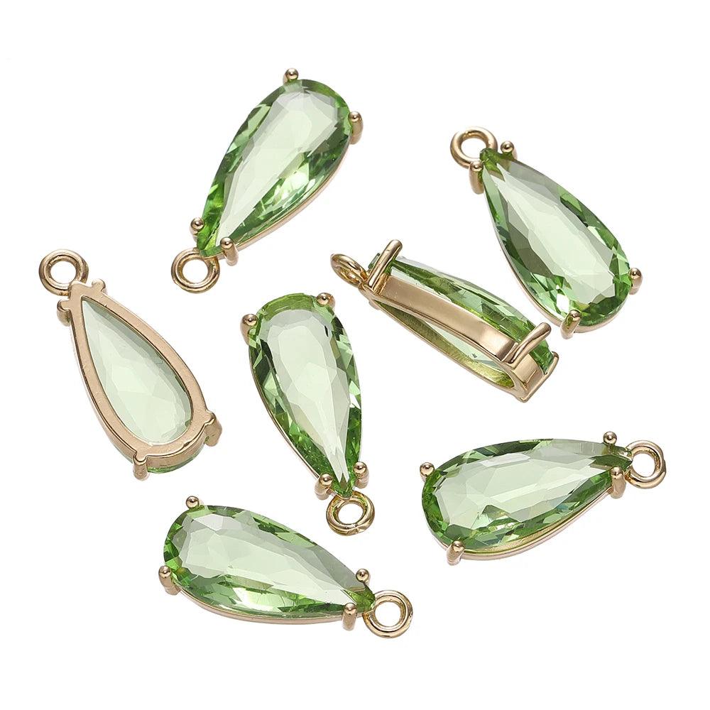 5pcs Copper Zircon Waterdrop Pendants Transparent Crystal Charms Beads with Hole for Necklace Making DIY Jewelry Findings