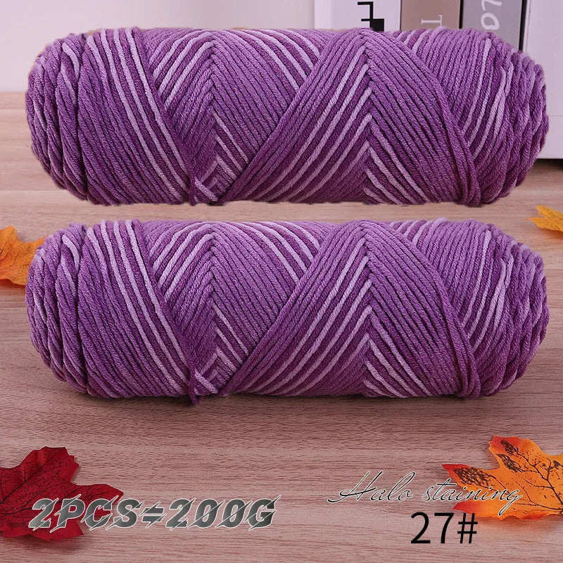 Colorful 5 Strand Dyed Milk Cotton Baby Sweater Yarn for Handmade DIY Woven Scarves and Crochet Projects