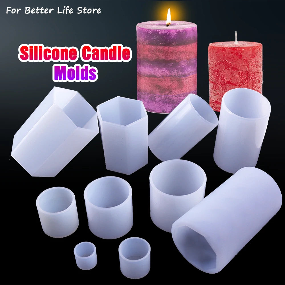 1PC 10 Style Cylindrical Hexagon Silicone Mold DIY Epoxy Resin Casting Mould UV Candle Home Decoration Jewelry Making Tools