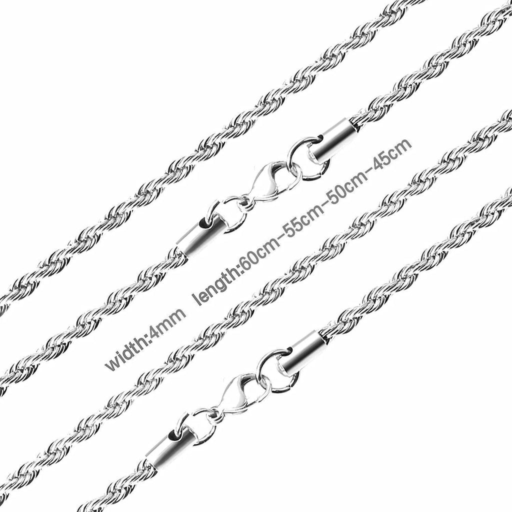 LUXUSTEEL 2/3/4/5mm Rope Chain Necklace Stainless Steel For Women Men Never Fade Waterproof Twist Choker Silver Tone Gold Color