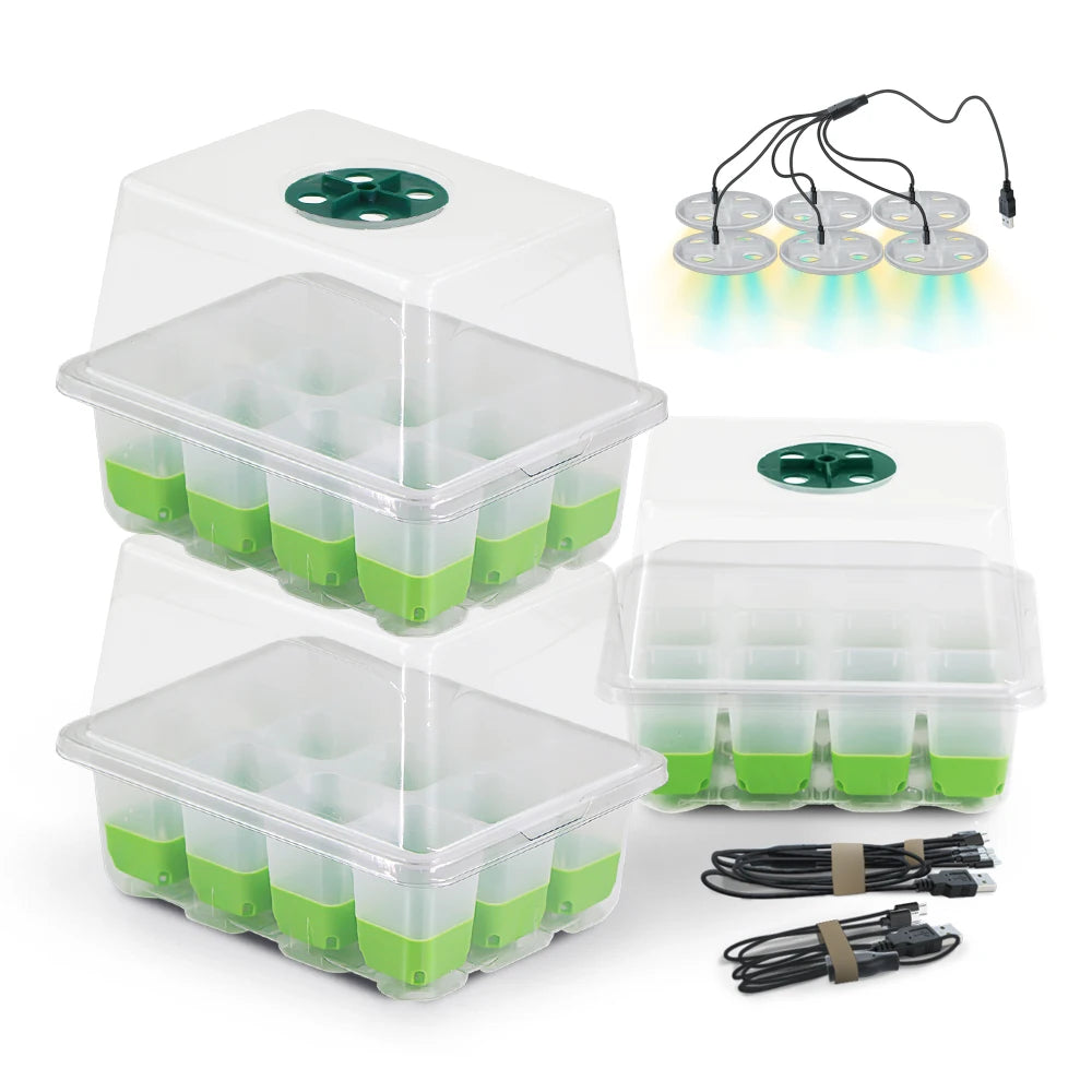 New 3-Spectrum LED Growing Lamp Seed Starter Trays Greenhouse Growing Light Nursery Pots for Indoor Plant Germinating Growth Box