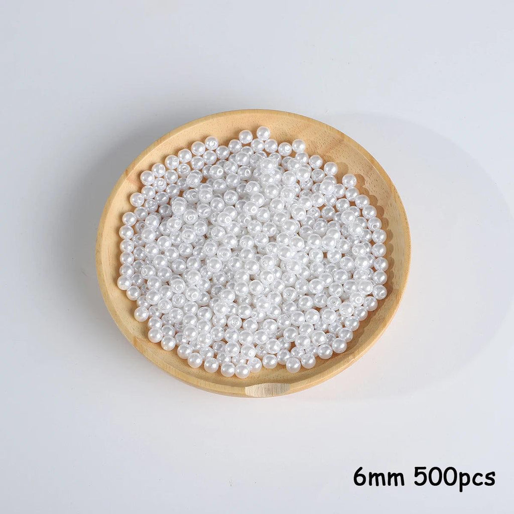 3-20mm 10-1000pcs straight hole ABS imitation pearl beige white bracelet with round beads for DIY craft jewelry making products
