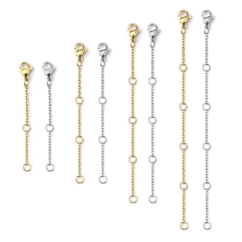 5pcs Stainless Steel Extension Extended Tail Chain Lobster Clasps Connector 3-10cmDIY Jewelry Making Findings Bracelet Necklaces