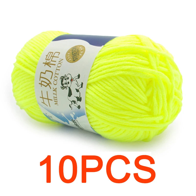 10 Pieces Milk Cotton Knitting Yarn Soft Warm Yarn for Hand Knitting and Crochet Projects