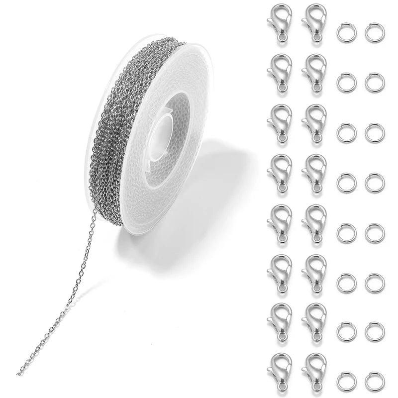 3 m/Roll Metal Iron Cross Chain Set Oval Link Chains Roll for Jewelry Making DIY Bracelet Necklace Decoration Metal Accessories