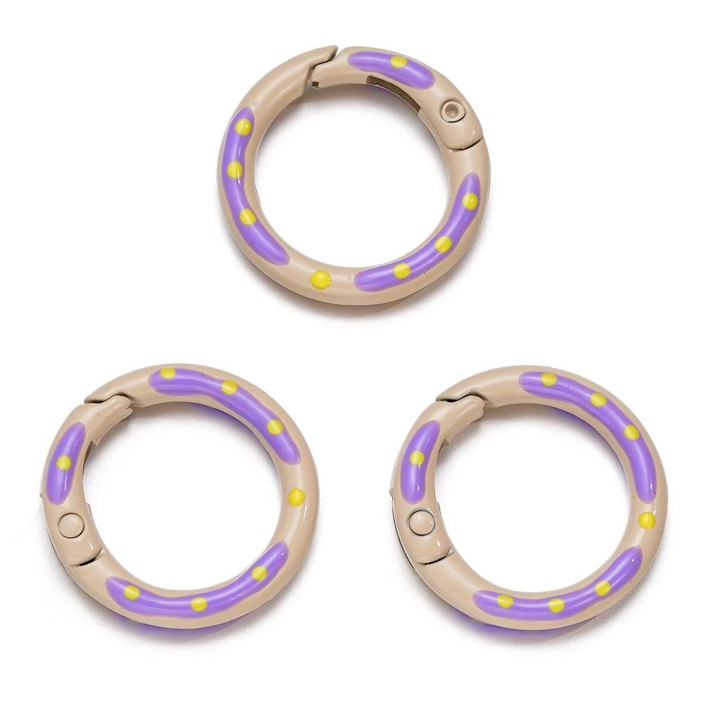 5pcs/lot Multicolor Metal Round Ring Spring Clasp Carabiner Keychain Clips Hook Dog Chain DIY Jewelry Buckle Connector Supplies
