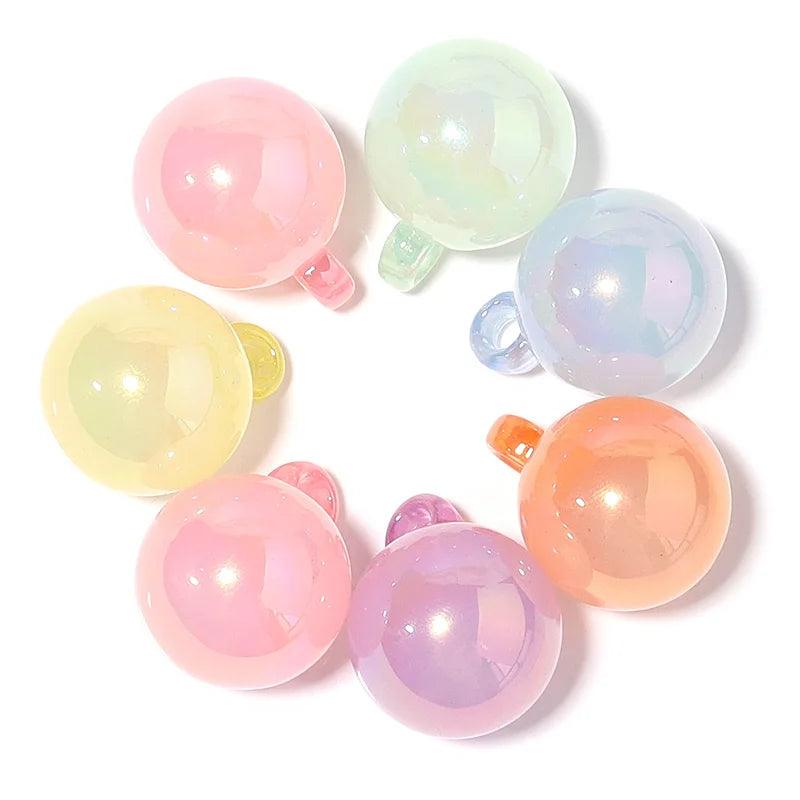 10pcs Acrylic Hammer Shape Bead 26x20mm Color Plated Round Loose Spacer Beads for Jewelry Making DIY Handmade Bracelets Necklace