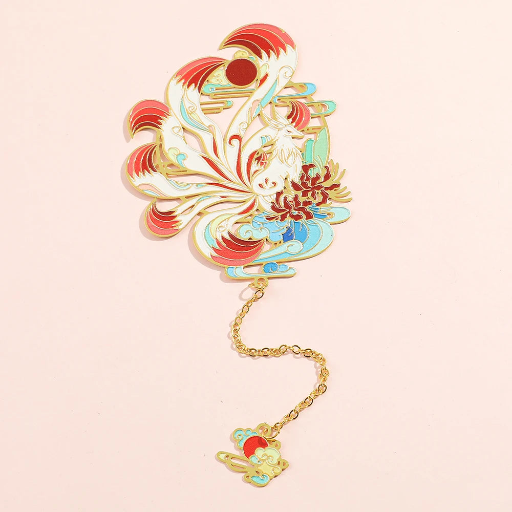 Chinese Style Brass Bookmark Tassel Pendant Retro Badge Book Clip Metal Pagination Mark Student Gift Stationery Office Supplies