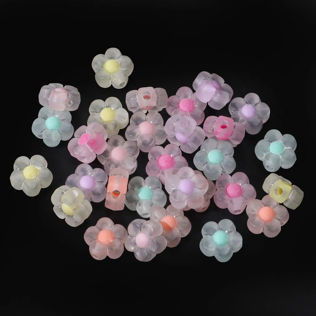120pcs Acrylic 12mm/0.47'' Five Petal Flower Beads Mixed Colors