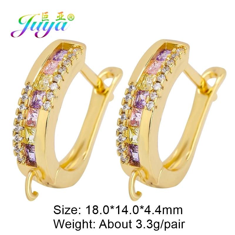 Juya DIY Women's Earring Making 18K Gold Silver Plated Basic Antiallergic Fixtures Ear Wire Fastener Hooks Accessories Supplies