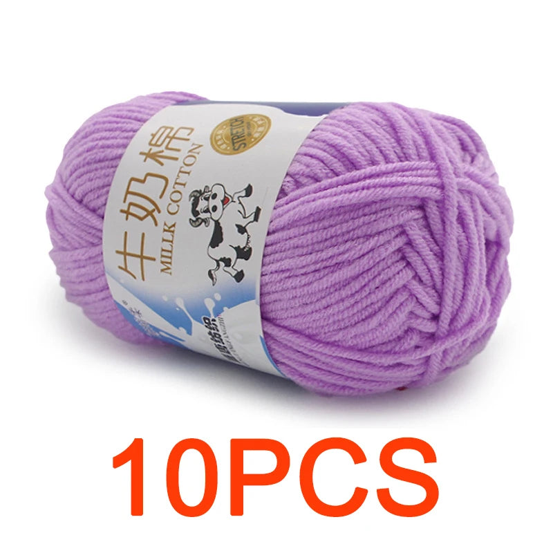 10 Pieces Milk Cotton Knitting Yarn Soft Warm Yarn for Hand Knitting and Crochet Projects
