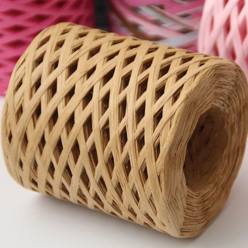 200m Natural Raffia Straw Yarn For Hand-Knitted Crocheting Rafia Straw Paper Yarn DIY Handmade Summer Straw Sunhat Beach Bag