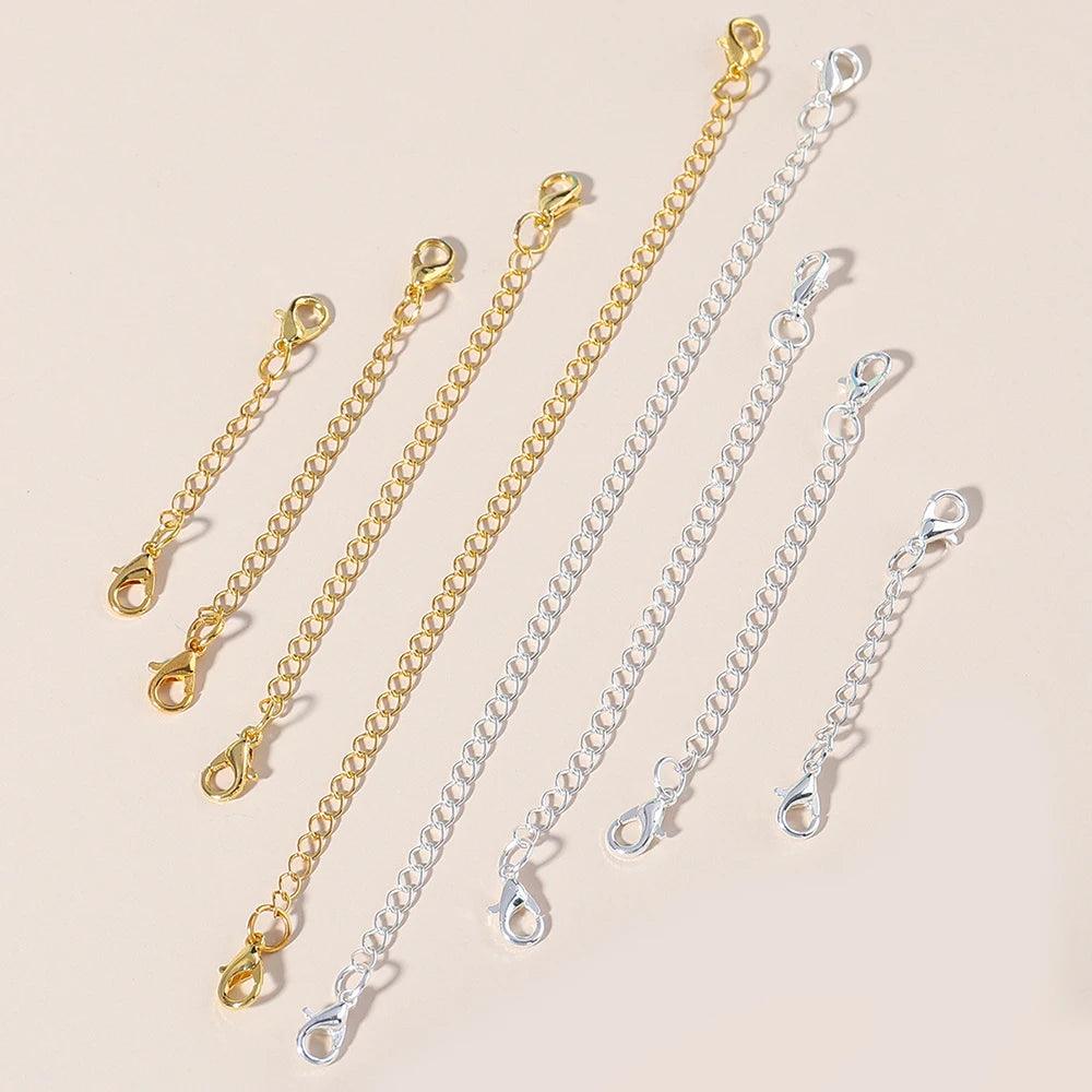 8pcs/Lot Plated Brass Extension Chain with Lobster Clasp for DIY Jewelry Making Bracelet Necklace Tail Extender Chains Supplies