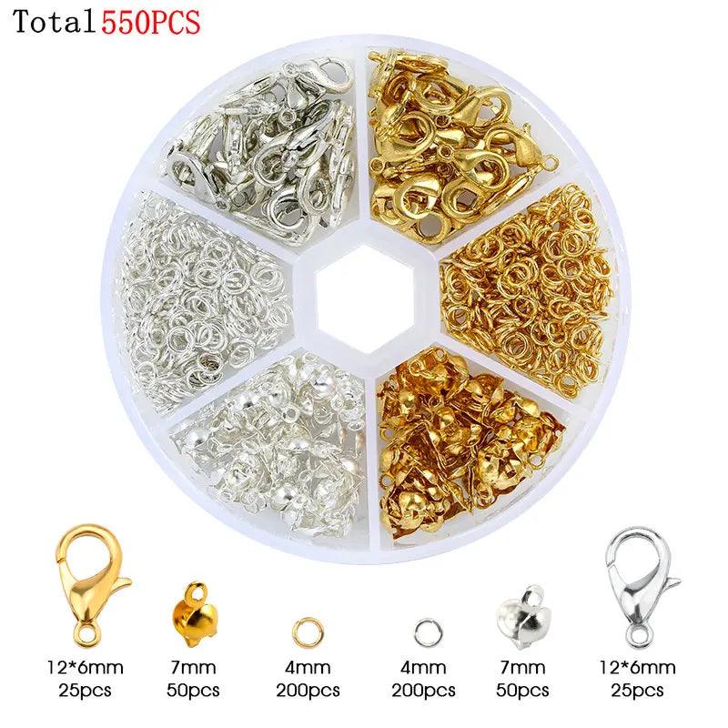 Alloy Accessories Jewelry Findings Set Earring Making Kit Lobster Clasp Open Jump Rings Repair Tools DIY Jewelry Making Supplies