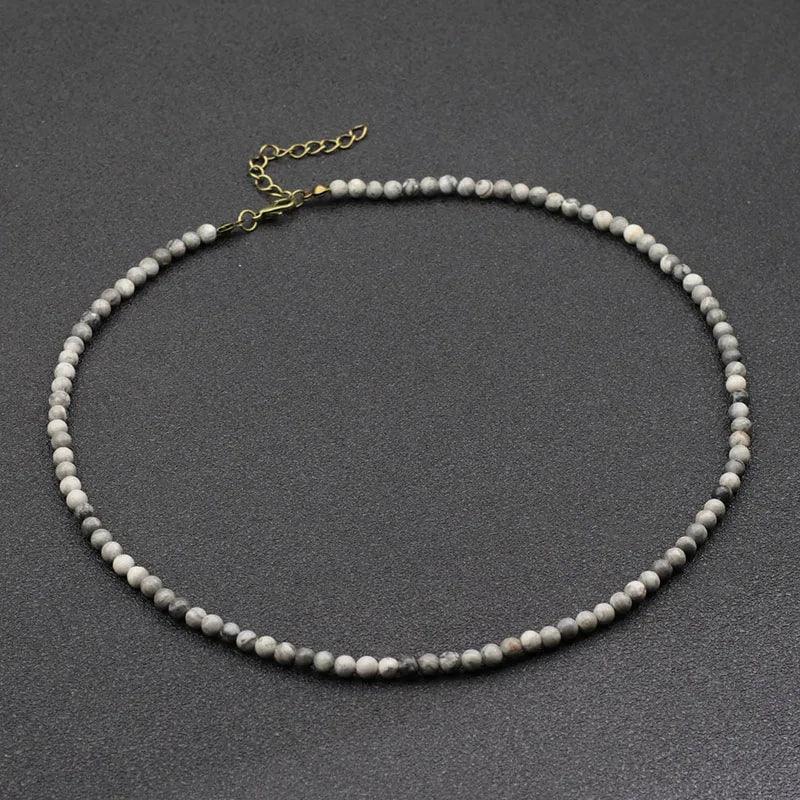 Unique 18Inch Choker Necklace Men Minimalist 4mm Natural Stone Collar Boyfriend Gift Hiphop Rock Short Colar Neck Accessories