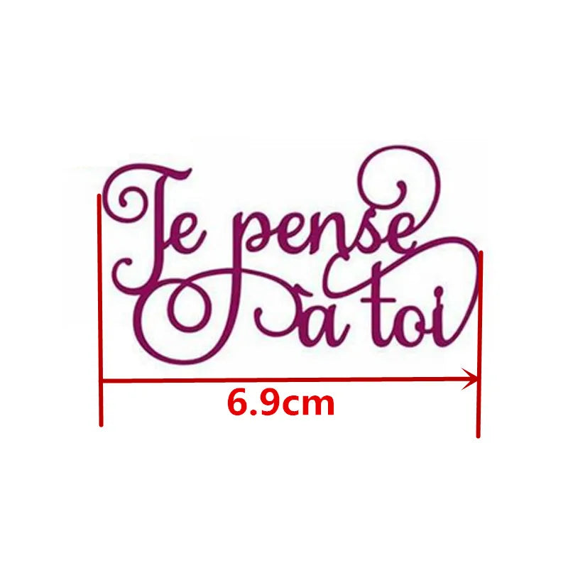 Cursive French Warm Wishes Merci Beaucoup Words Metal Cutting Dies Mould Knife DIY Scrapbooking Greeting Card Making Template