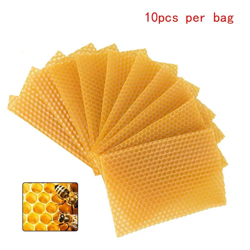 10pcs Yellow Honeycomb Foundation Bee Hive Wax Frames Beekeeping Equipment Sheet
