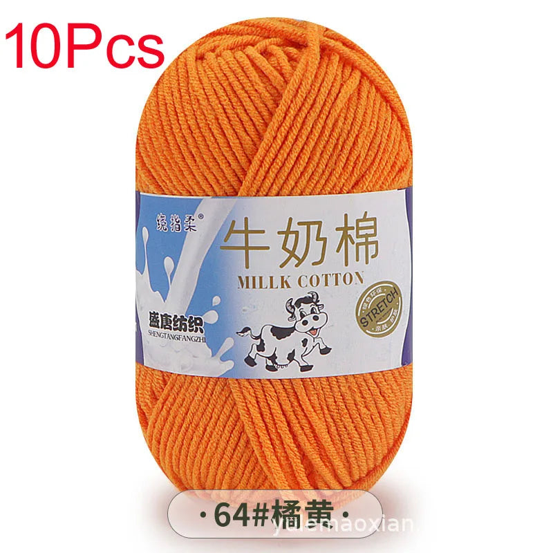 10 Piece Milk Cotton Yarn Knitting Wool for Hand Knitting and Crochet Soft Yarn for Scarves Hats and Sweaters