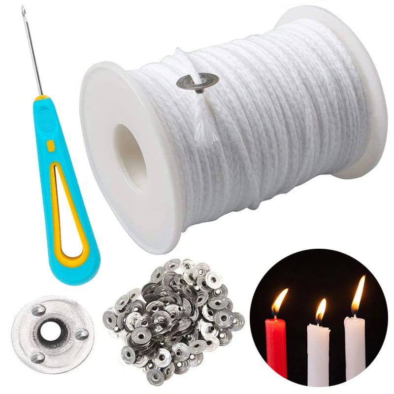 61m Cotton Candle Wick Candle Holder Smokeless Aromatherapy Cylindrical Candle Thread Candle Making Kit DIY Candle Maker