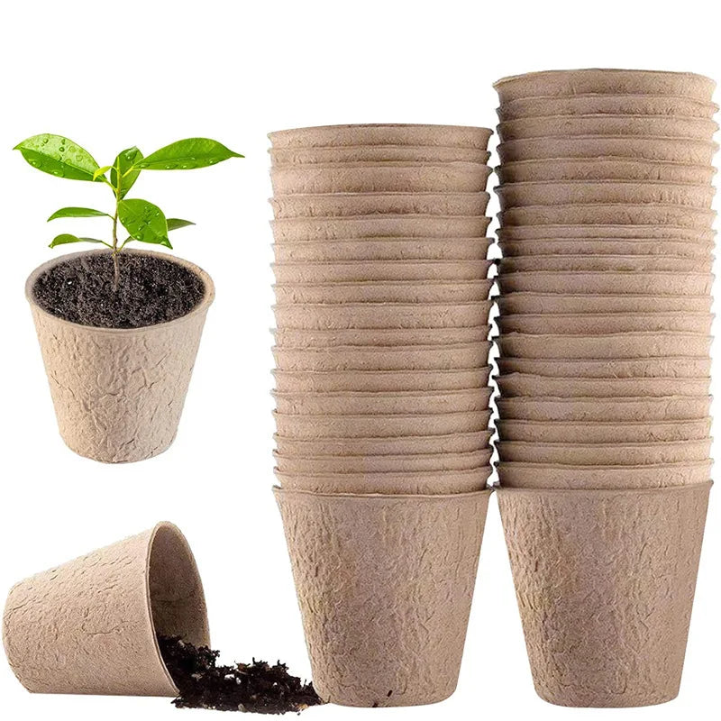 Disposable Nursery Seedling Cup Seedling Tray with Lid Sprouting Germination Cultivation Bowl Plant Pot Biodegradable