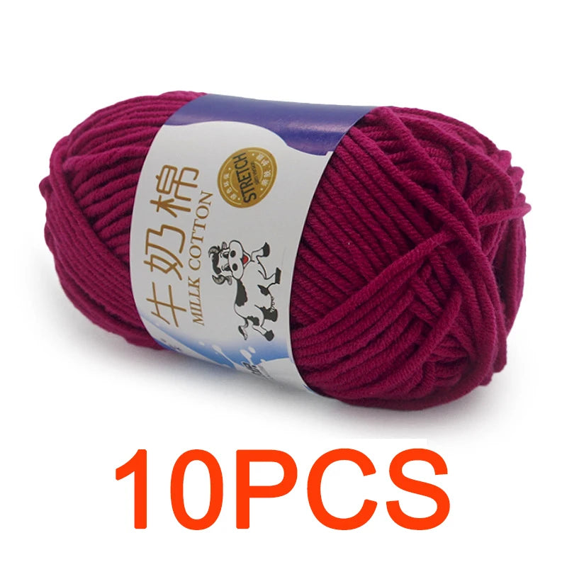 10 Pieces Milk Cotton Knitting Yarn Soft Warm Yarn for Hand Knitting and Crochet Projects