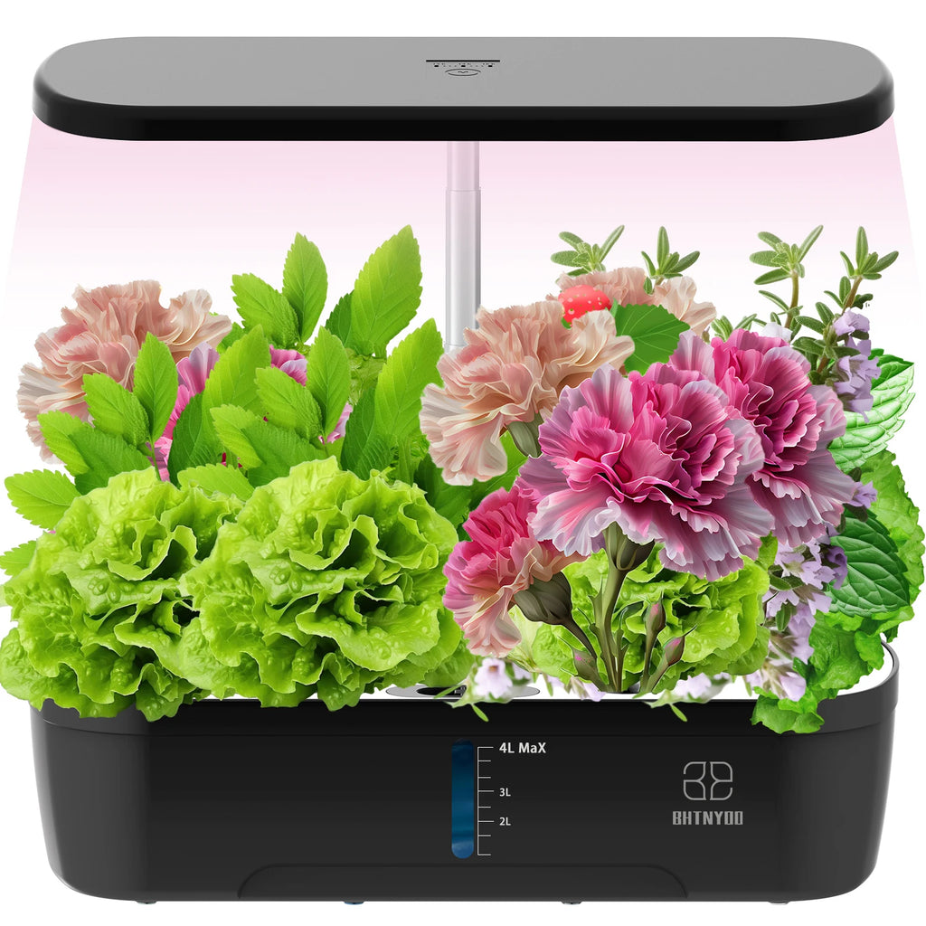 BHTNYOO Hydroponics Growing System Kit,12 Pods Indoor Hydroponic Garden with Smart LED Grow Lights(Adjustable Height)