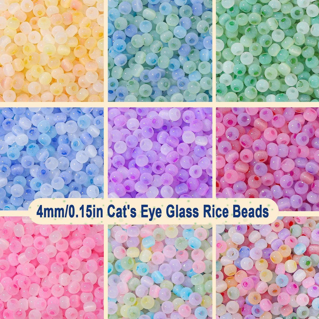 4mm 90G/Bag Cat Eye Jade Ice Seed Glass Rice Beads Unique Loose Beads Handmade DIY Jewelry Bracelet Earrings Accessories