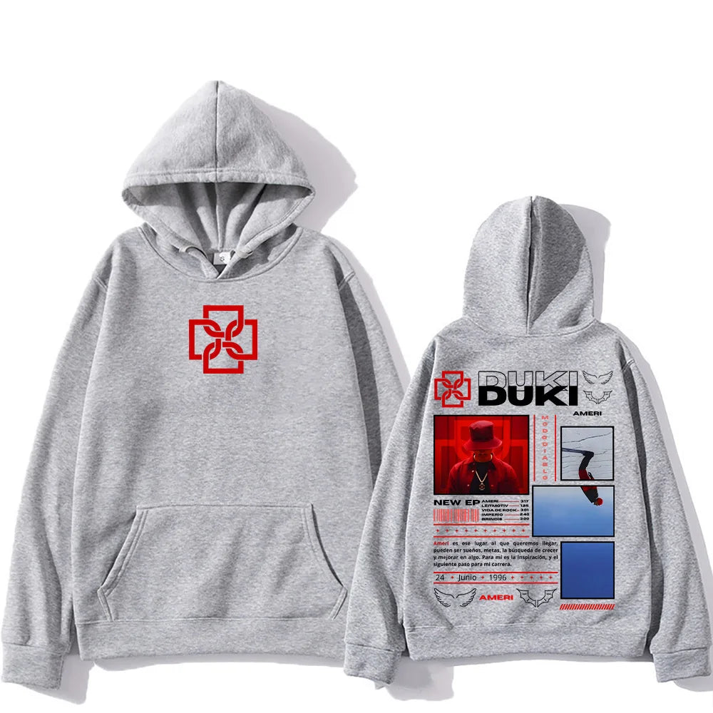 Rapper Duki Ameri Hoodies Men's Women Clothing Fashion Hip Hop Oversized Hooded Sweatshirts Unisex Casual Long Sleeve Pullovers