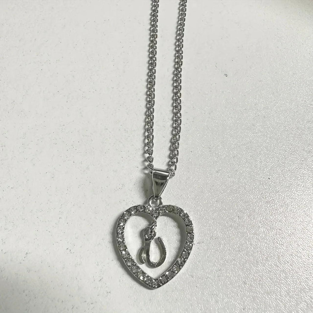 Bohemian Style Heart-shaped Letter Pendant Necklace, Wedding Party Gift For Men And Women,Delicate Gift for Men And Women
