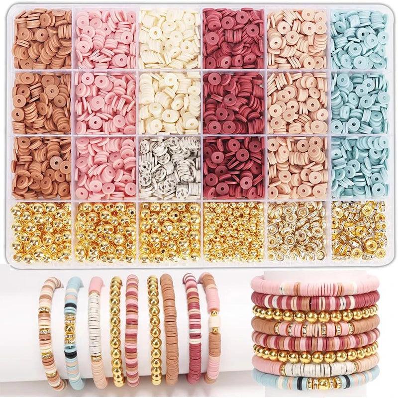 Style DIY Clay Beads Bracelet Making Kit Friendship Golden Letter Beads Kit for Jewelry Making Women Teen Girls Birthday Gift