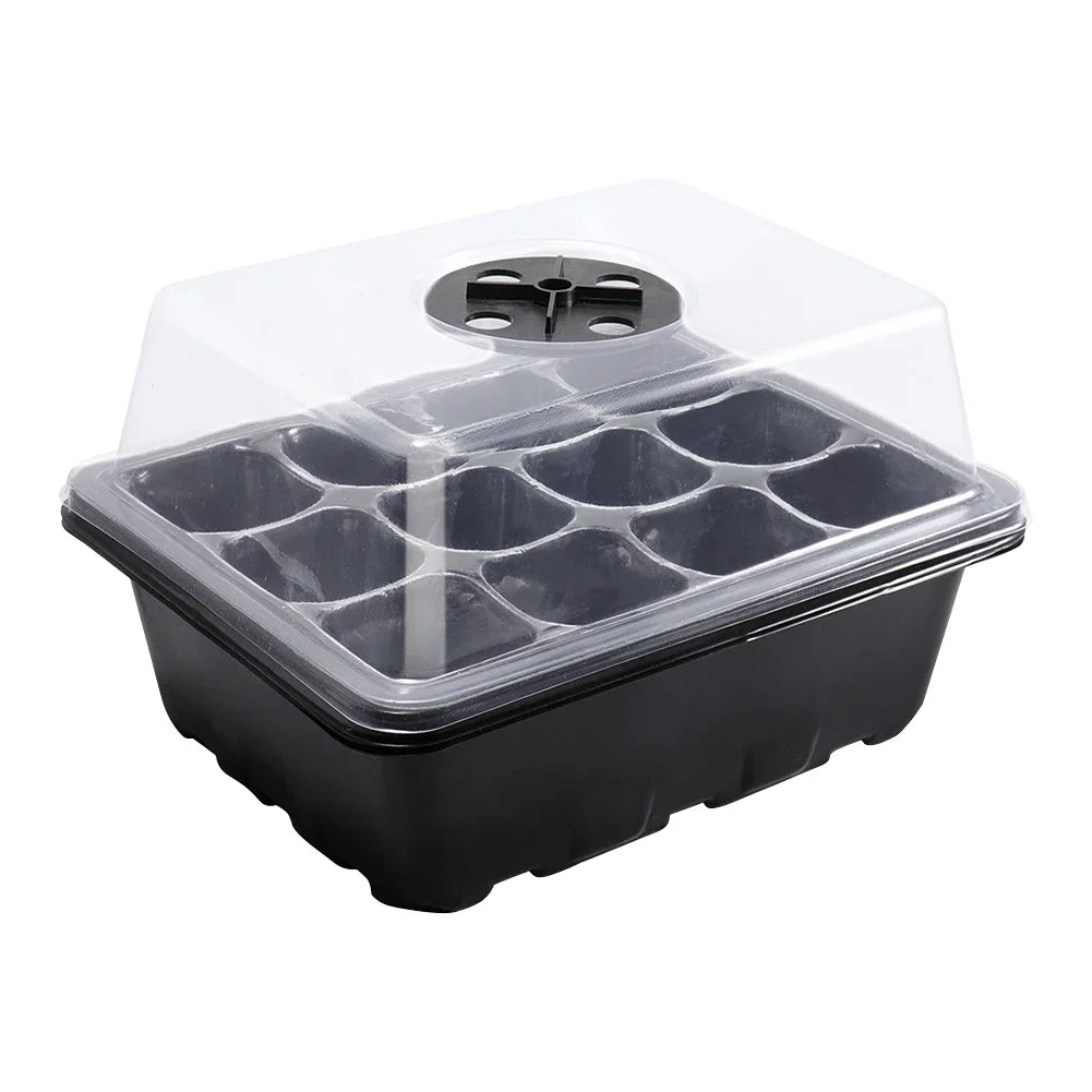 1-5PCS Planting Seed Cover Nursery Tray Box 12 Holes Plant Seedling Germination Planting Pot Mini Greenhouse Plant Starter Tray