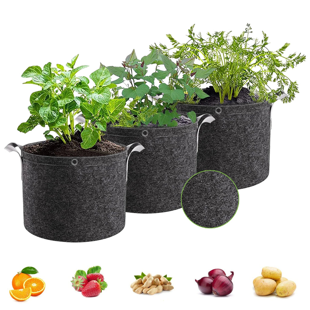 3/5/7 Gallon Grow Bags Thickened Nonwoven Fabric Pots with Handles Heavy Duty Cloth Pots Garden Planting Bag for Plants Fruits