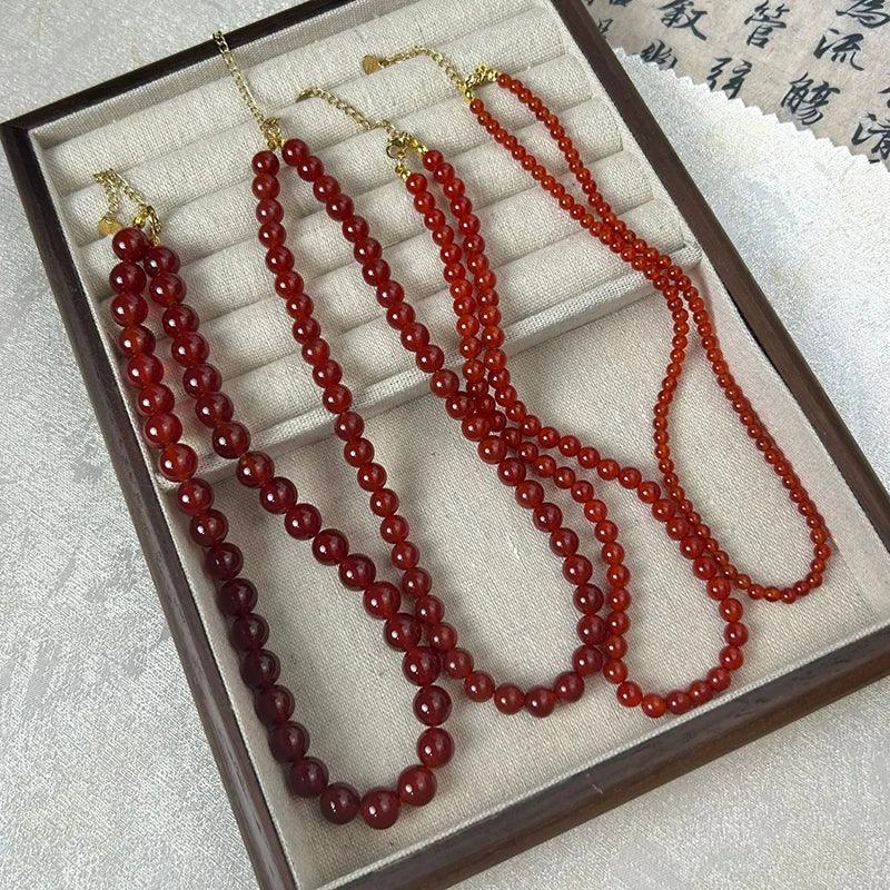 Red Faceted Agate Natural Stone Beads Crystal Round Loose Spacer Bead For Jewelry Making DIY Needlework Bracelets Necklace