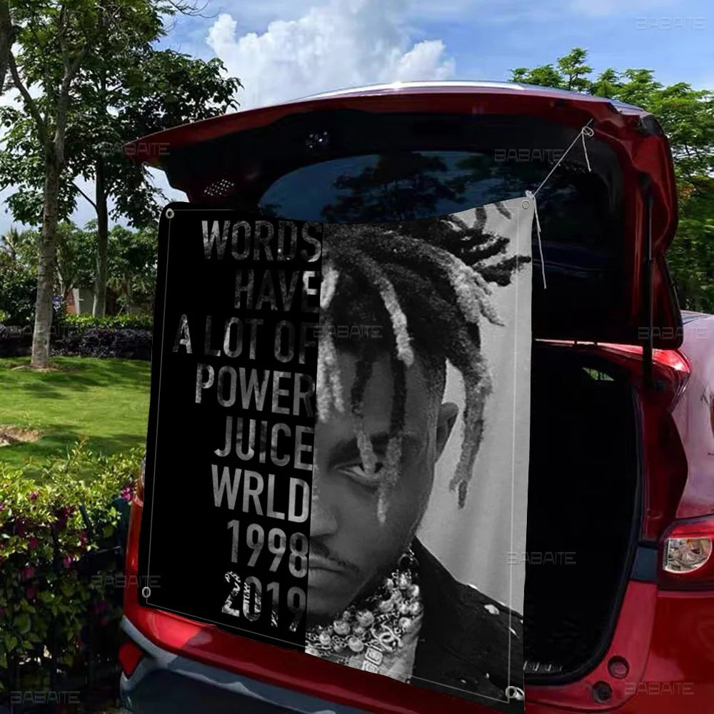 Hip-Hop J-Juice W-WRLD Cartoon Flag Art Science Fiction Room Home Decor Wall Hanging Home Decor Banner