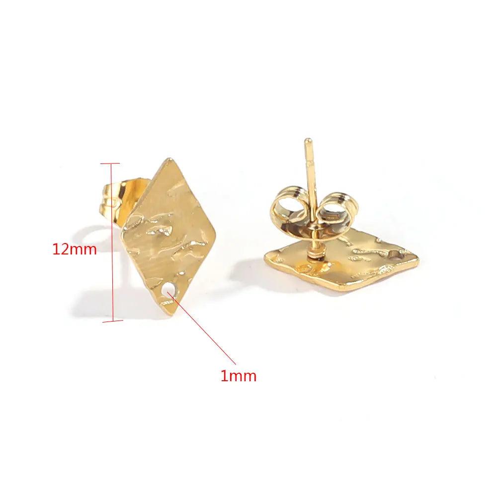 10pcs Stainless Steel Earring Posts with Loop Hole Star Moon Pattern Ear Studs Base for DIY Earring Jewelry Making Supplies