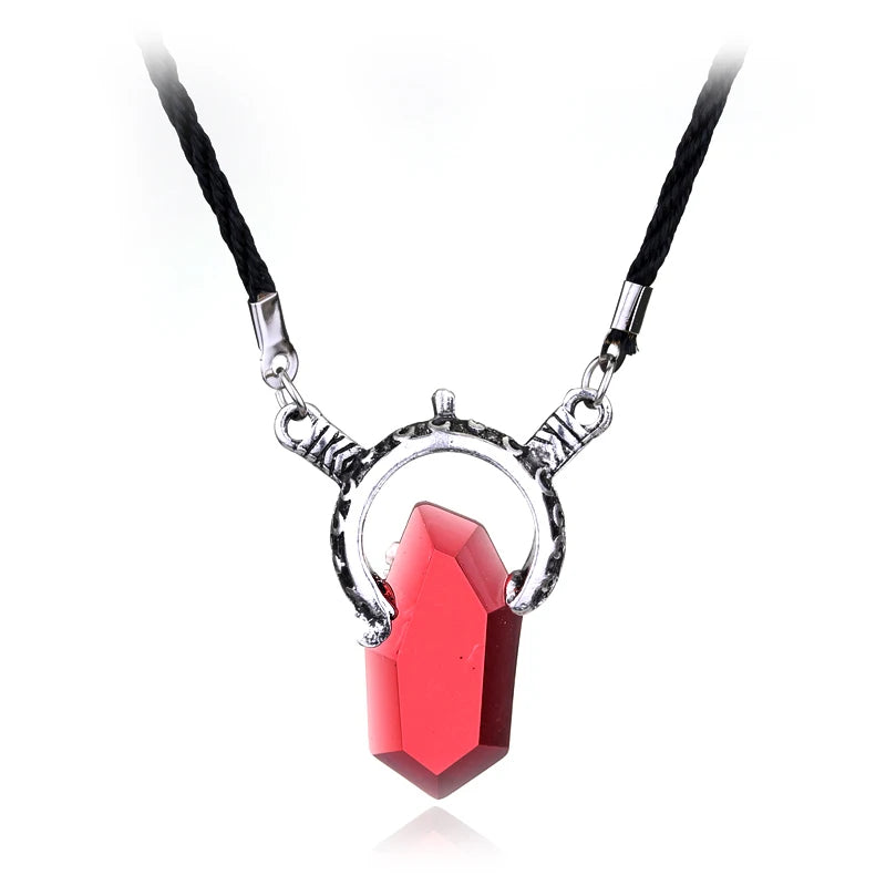 Trendy Dmc Devil May Cry 5 Dante Pendant Necklace Red Blue Gem Cosplay Necklaces Long Rope Chain Vintage Gifts