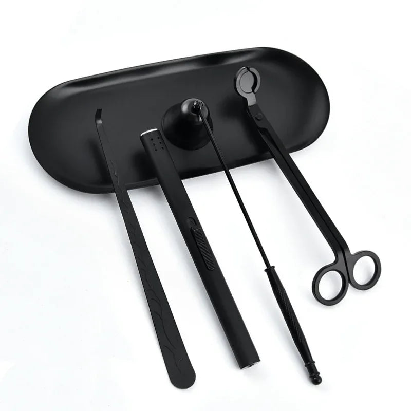 Candle Extinguishing Tool Black Metal Candle Extinguisher Candle Wick Trimming Scissors/hook/candle Tray/candle Nursing Tool