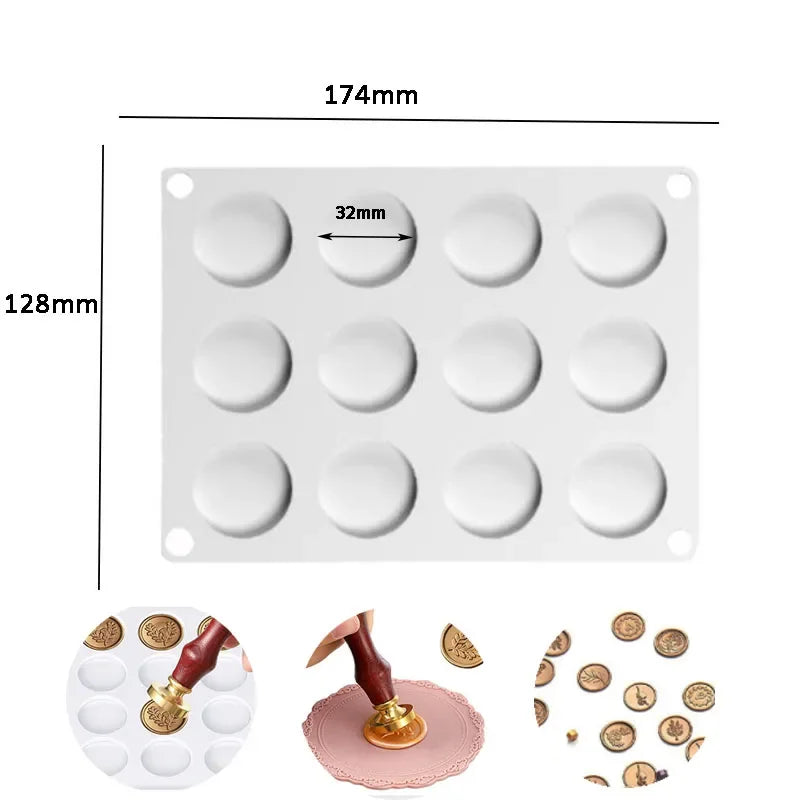 Wax Stamp Silicone Mold Mat 12-Cavity Wax Seal Stamp Silicone Pad Mold Adhesive Waxing Resin Mold Wax Sealing Mat DIY Craft