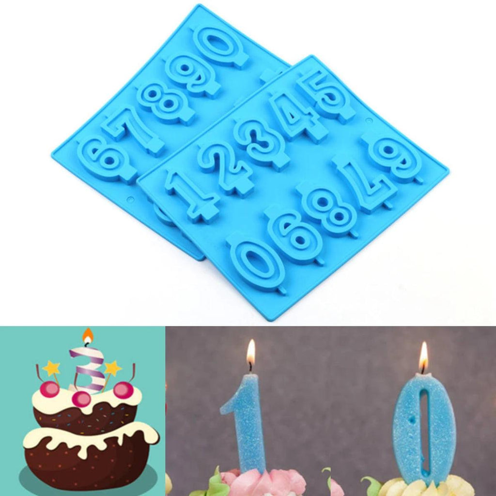 0-9 Number Shaped Candle Mold DIY Birthday Party Cake Decor Candle Making Mold Cake Decoration Fondant Lollipop Silicone Mold - Winord